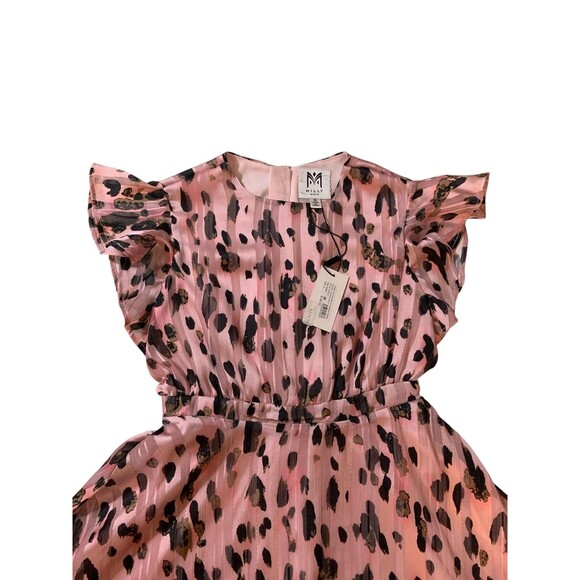 Milly Minis Dress Girls Size 10 Pink Leopard Print Pleated Ruffle Party NWT - Picture 4 of 5
